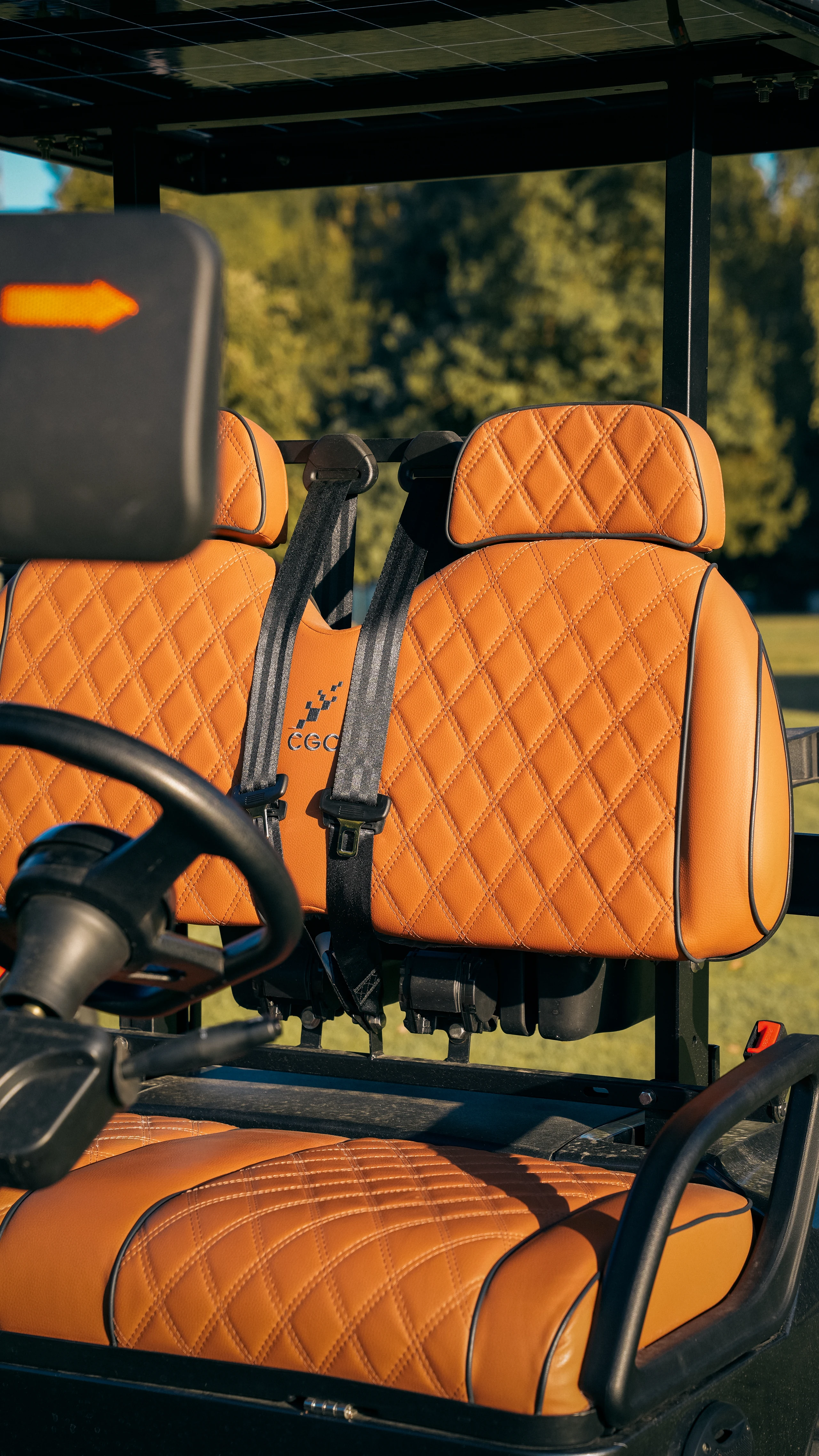 Seats in a warm caramel shade
