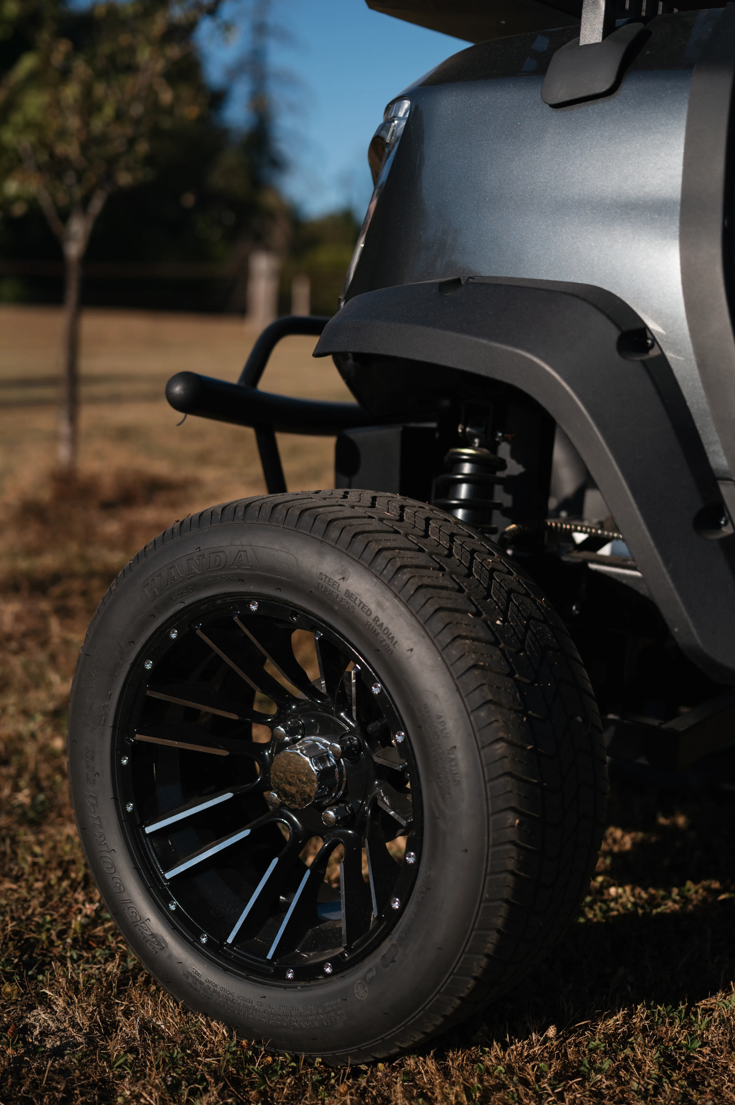 Road tyre on the rear wheel